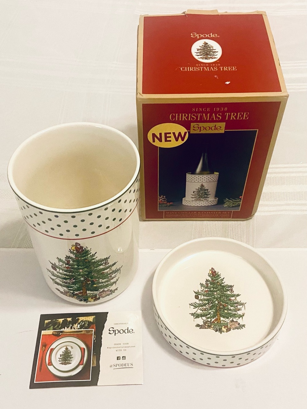 Spode Christmas Tree Ceramic Canister and Tray Set in Box